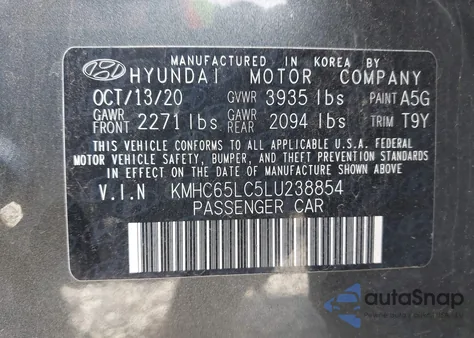 2020 Hyundai Ioniq Hybrid Blue z USA, uszkodzony, nr VIN KMHC65LC5LU238854